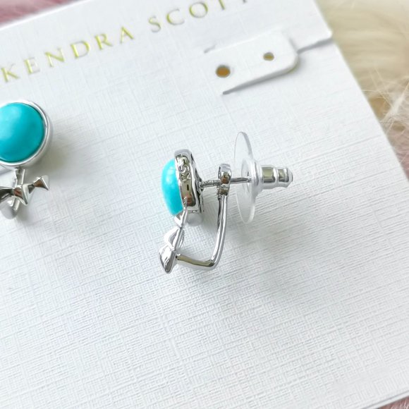 Kendra Scott Light Blue Magnesite Sienna Silver Ear Jacket Earrings - Picture 3 of 3